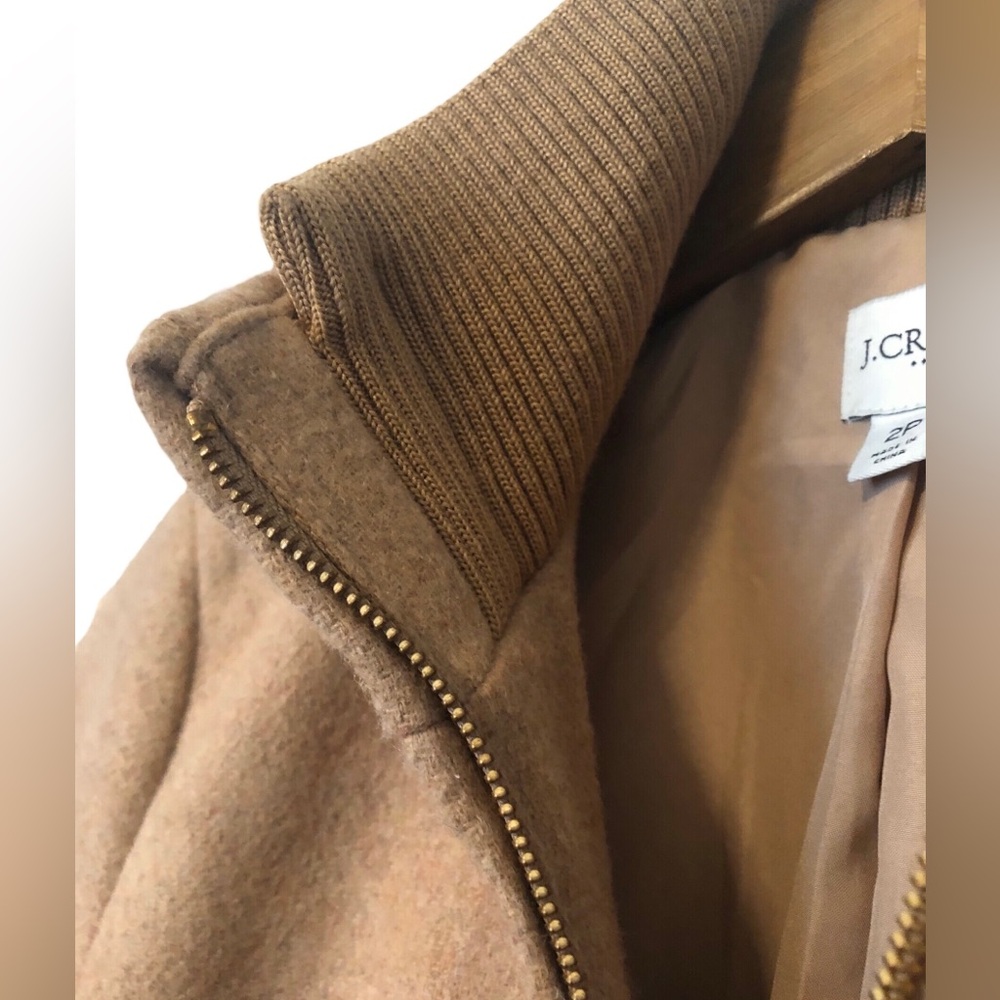 J. Crew Wool Blend Acorn Camel Heather City Coat Women's Petite - Picture 4 of 9
